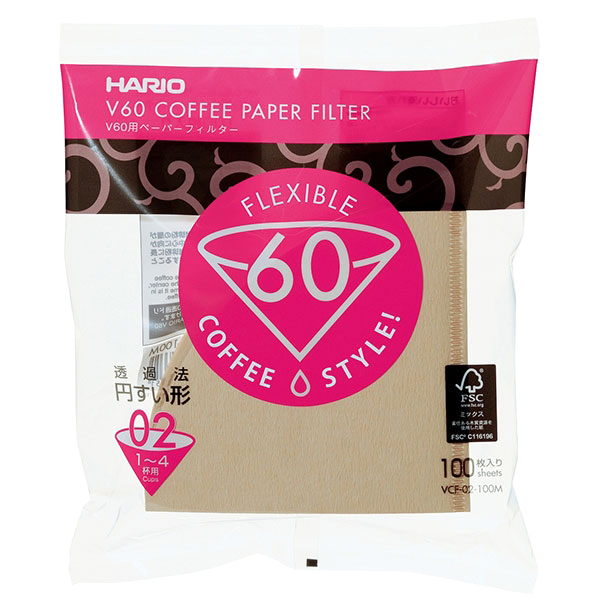 Hario V60 Paper Filter Brown 02 100 stuks VCF-02-100M